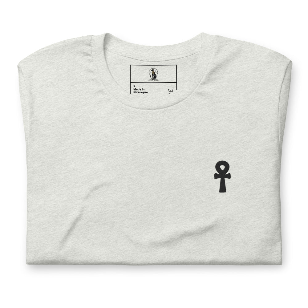 Black Ankh Embroidered Premium Unisex Cotton T-Shirt