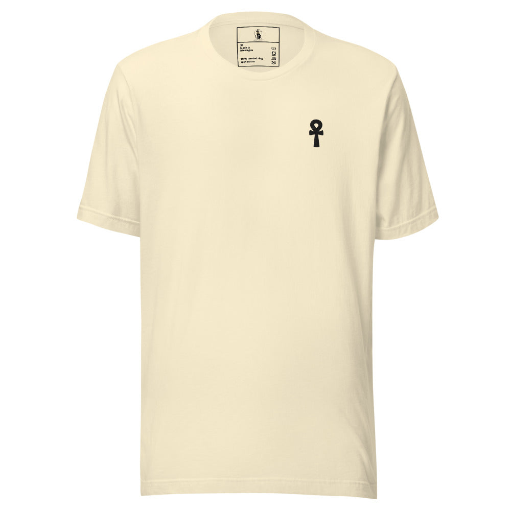 Black Ankh Embroidered Premium Unisex Cotton T-Shirt