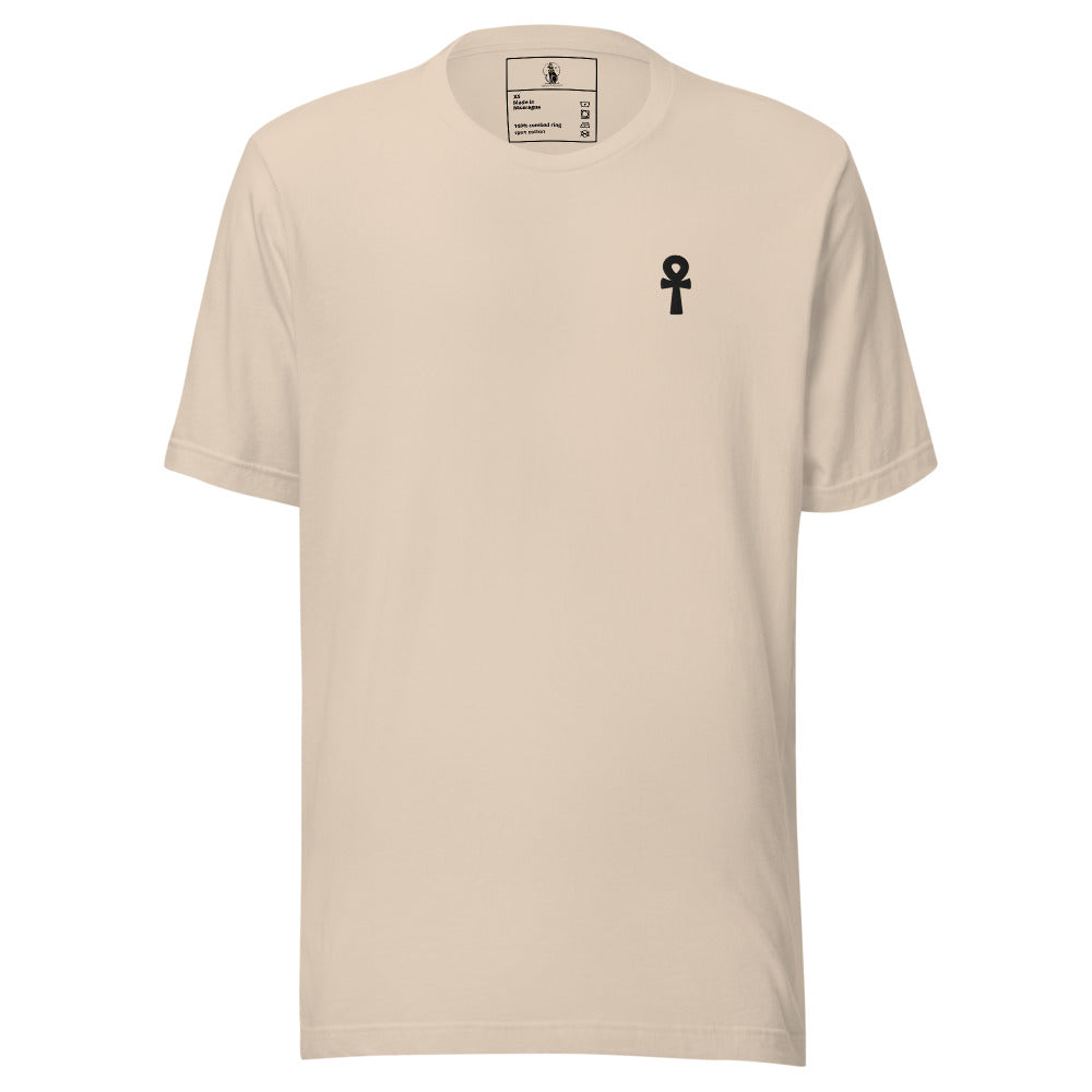 Black Ankh Embroidered Premium Unisex Cotton T-Shirt