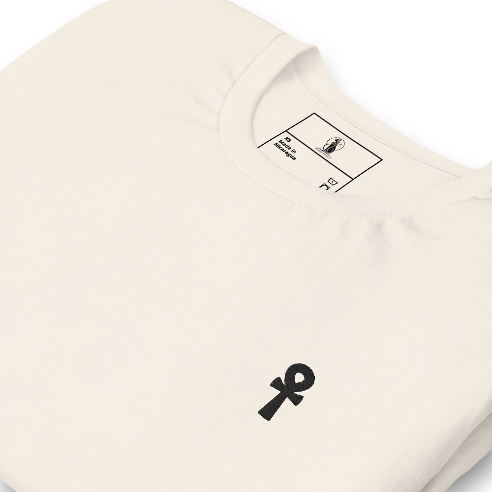 Black Ankh Embroidered Premium Unisex Cotton T-Shirt