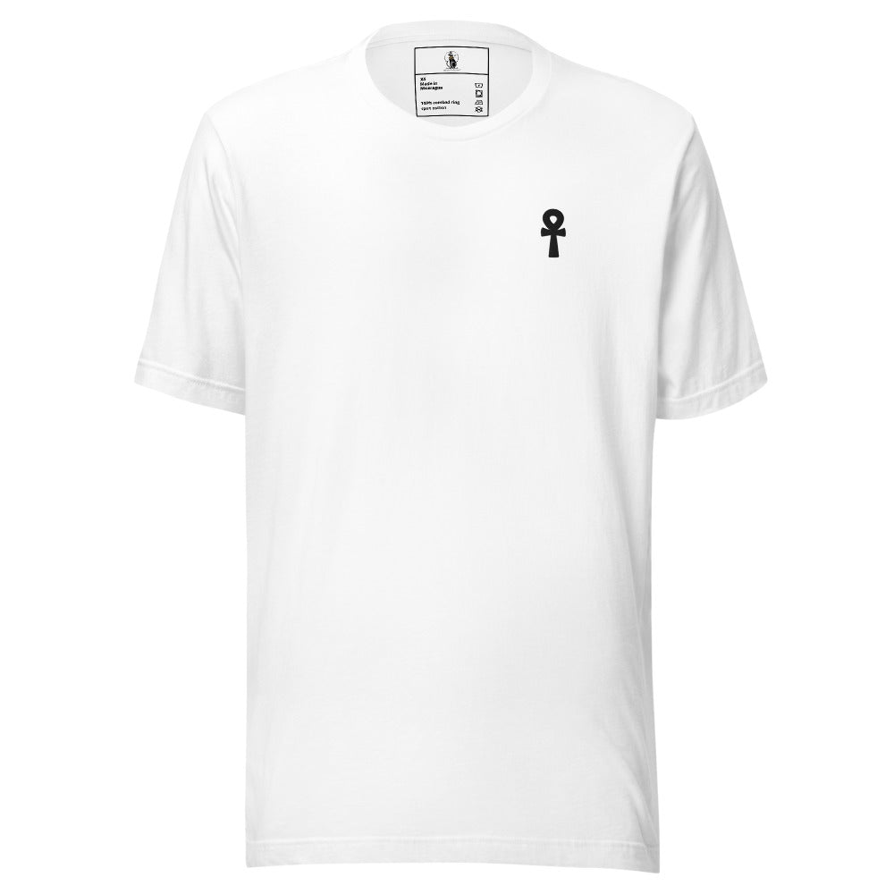 Black Ankh Embroidered Premium Unisex Cotton T-Shirt